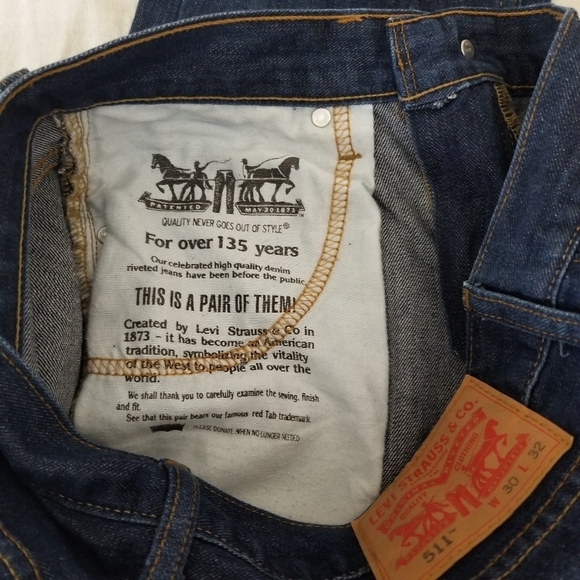 Levi's Men's Slim Cotton Jeans - Dark Blue Size 30 - Picture 8 of 15